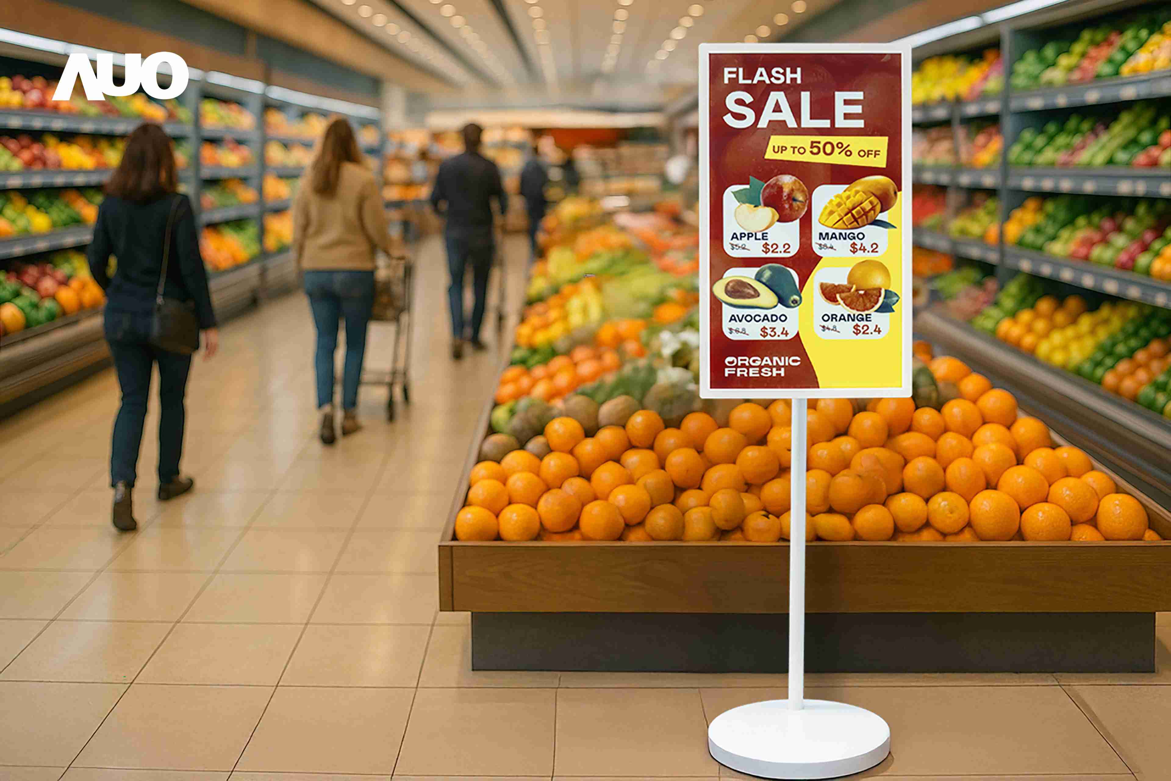 达擎首亮相低功耗、、、全彩的〝aecoPost电子纸解决方案〞，，，，仅在更新画面时需要微量的电力驱动，，，无需布建电线的便捷设计，，，使其可灵活应用、、、随意置放，，并可透过云端或行动装置app，，，，轻松管理及排程广告内容，，，晋升店头营销利器。。